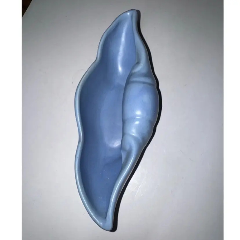Blue Ceramic Decorative Shell Bowl 10” long