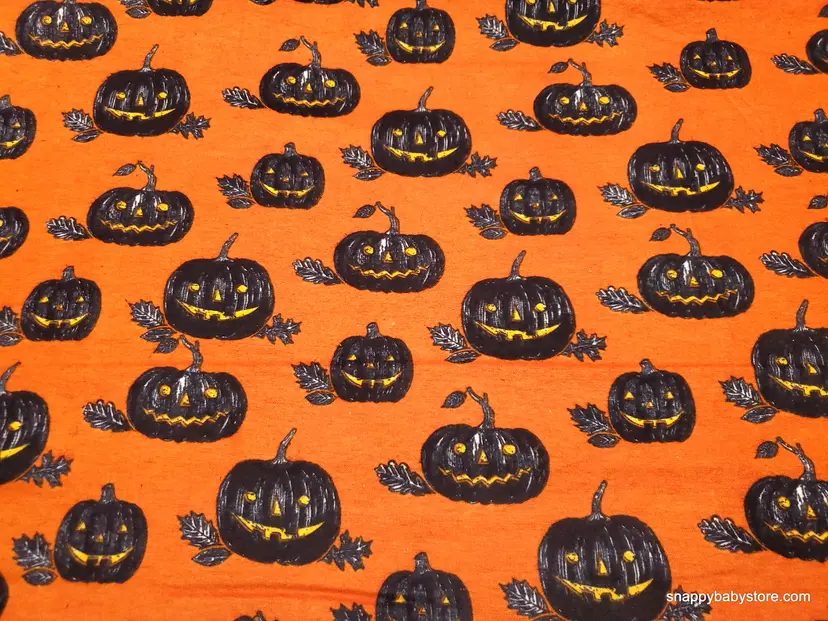 Halloween Jack O Lanterns Flannel Fabric Remnant - 100% Cotton - Choose Size - Soft Craft & Quilting Fabric