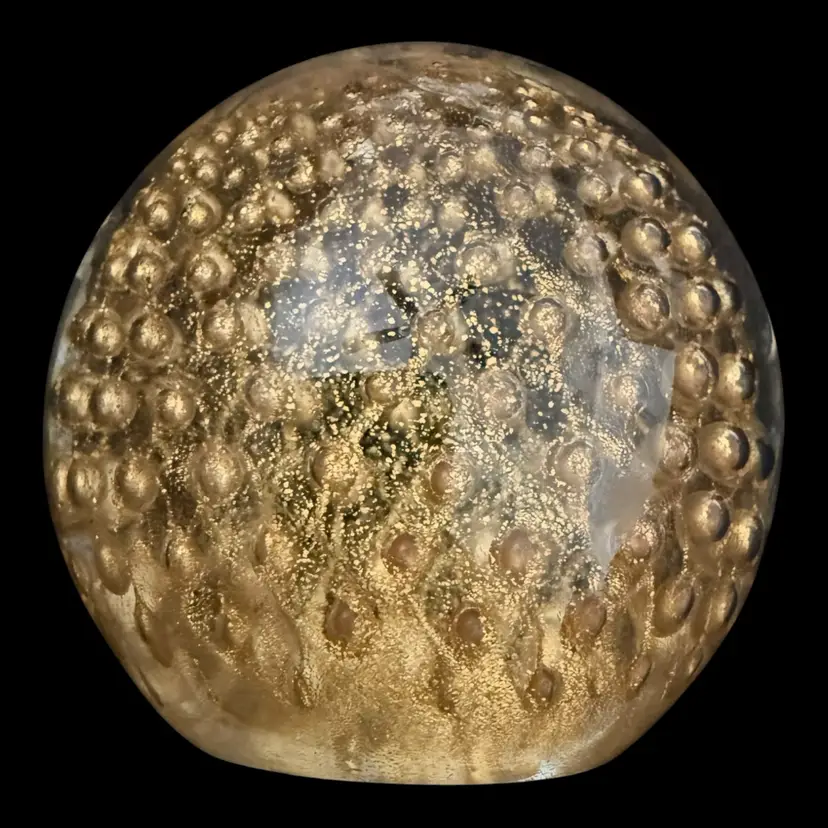 Murano Glass Gold Oro Bullicante Controlled Bubble Paperweight 3”