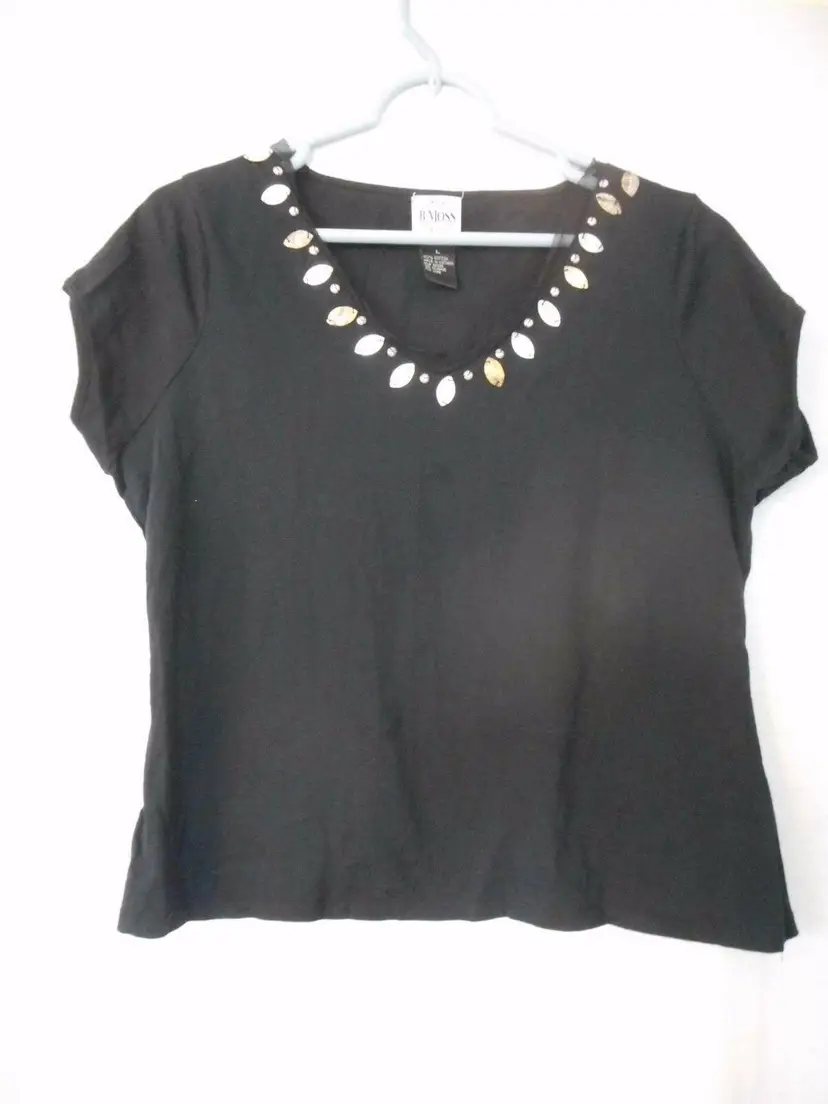 Black B. Moss Size L embellished 100% cotton top Bust - 20