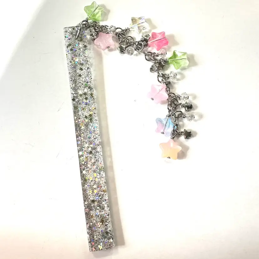 Stars Multicolor Resin Beaded Bookmark Made By Me 5.5”L