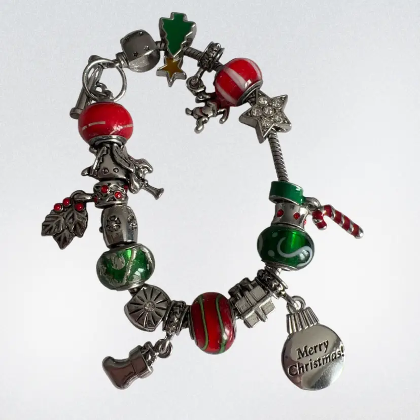 Silver Tone Charm Bracelet With Toggle Clasp