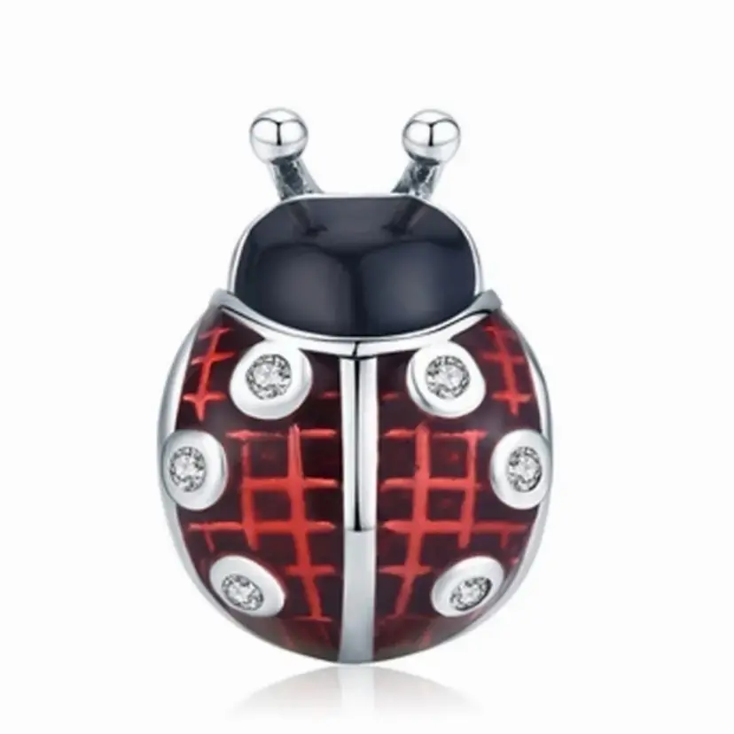 Lady Bug Red Black Crystal European Charm - Collectable Limited Edition