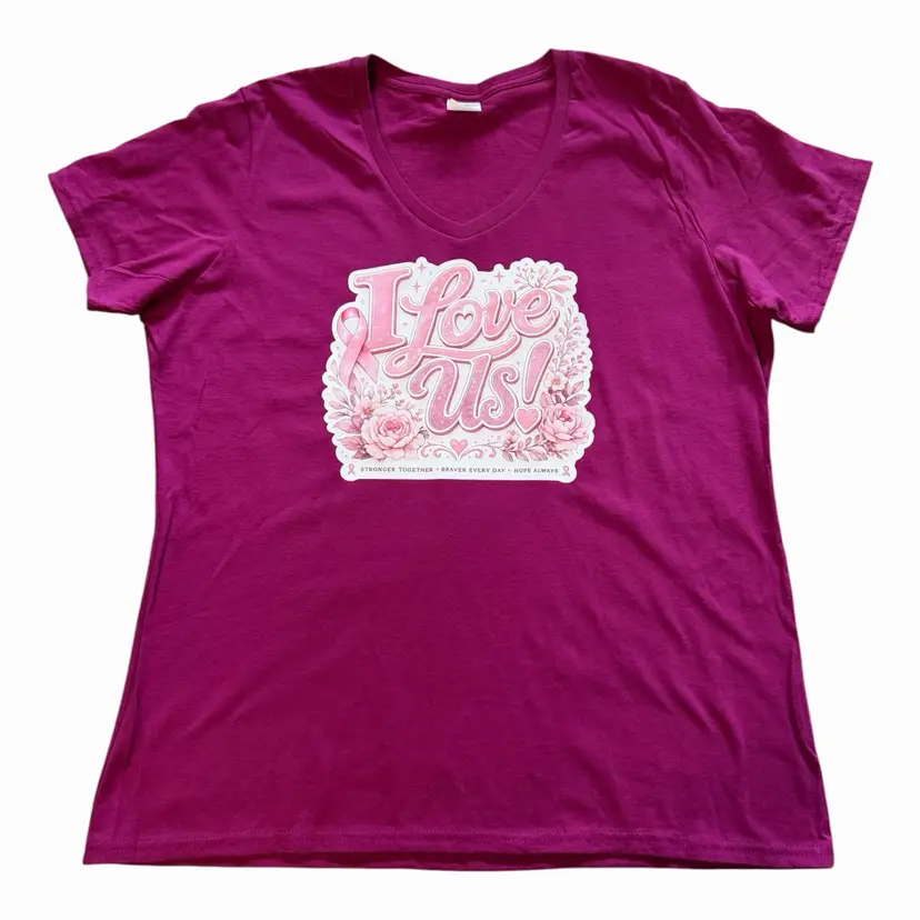 💕 I Love Us! Breast Cancer Collection V-Neck Tee • XL