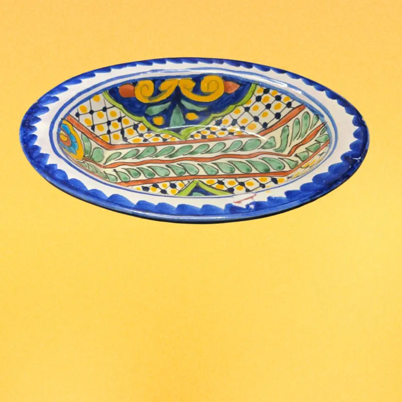 19a. Talavera Handmade Ceramic Oval Fruit Bowl 10" x 8" - Made in Mexico