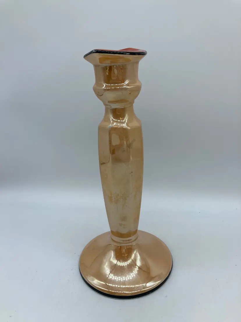 Vintage Noritake Peach Lusterware Porcelain Candlestick