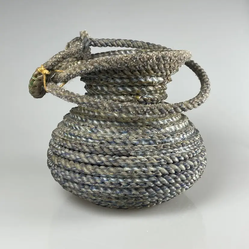 Lariat Rope Vase Purple Blue Rustic Western Cowboy Americana Decor Vintage 7”