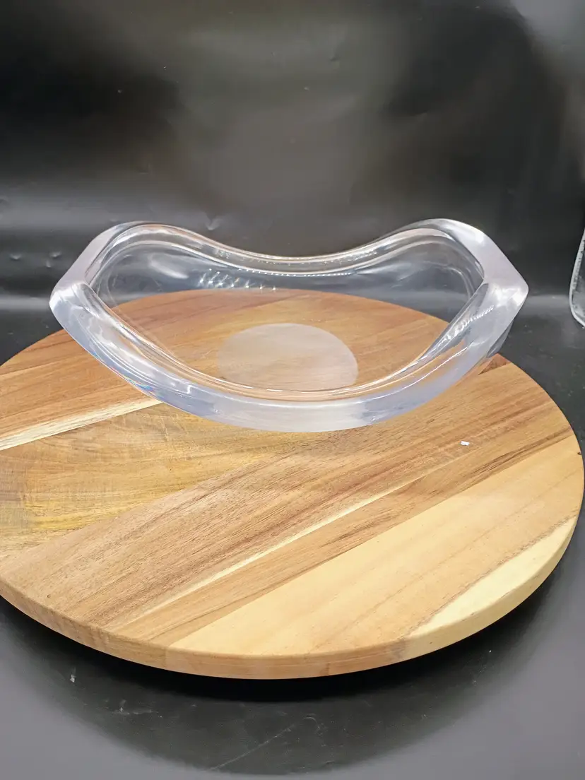 Herb Ritts Astrolite Lucite Centerpiece MCM Asymetrical Bowl 1960's 12x9.5x3".
