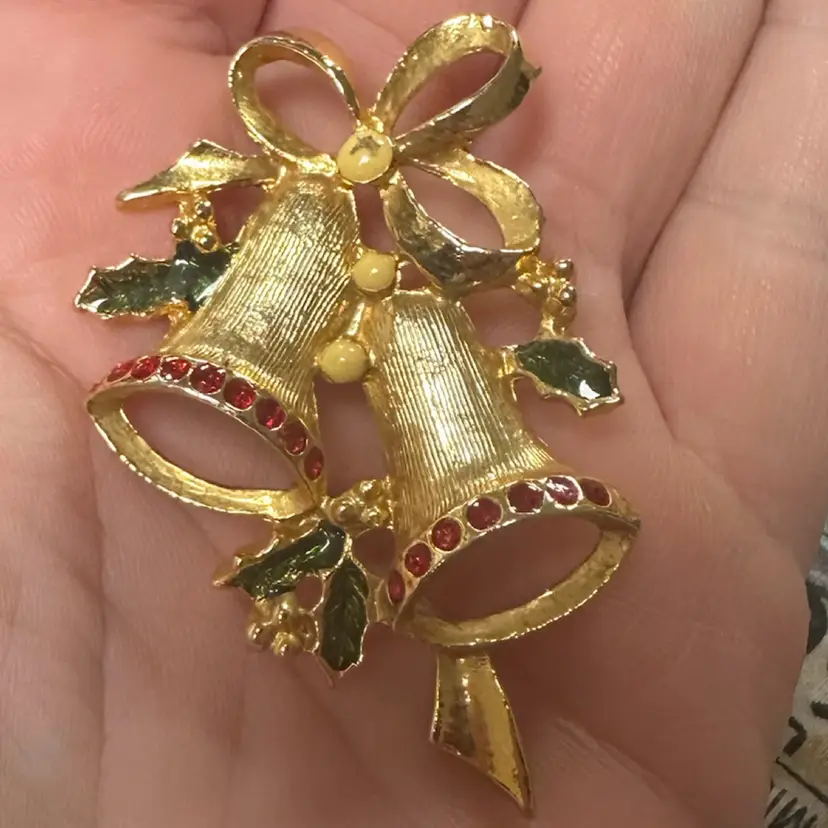 Gold Tone Double Bill Brooch Pin