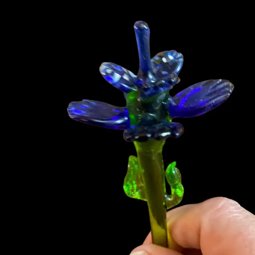 #11- Just In From Ukraine 9 Inch Hand Blown Glass Flowers As Pictured
