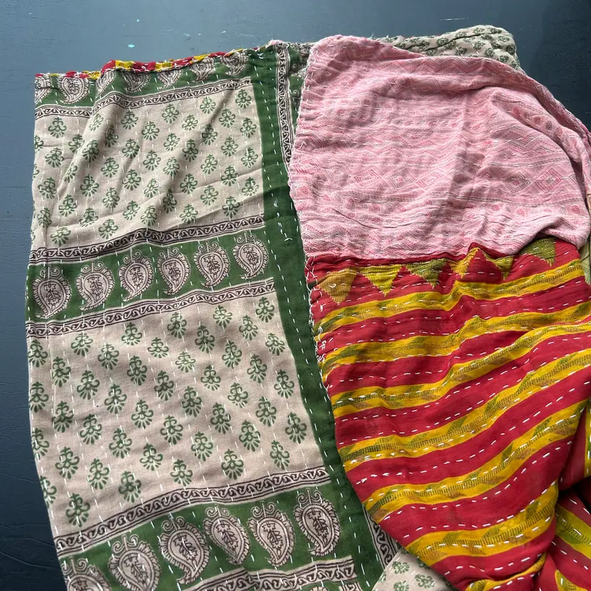 Twin India Patchwork Blanket 88 X 55 #3