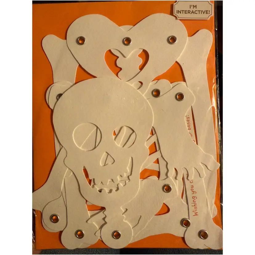 Poseable Skeleton Halloween Greeting Card Nos