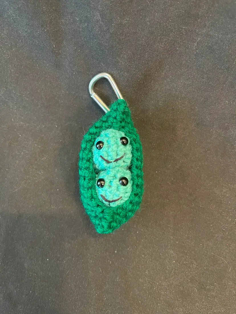 Crocheted Peas in a Pod Keychain