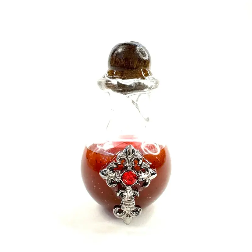 Vampire Potion Cross Red Center Miniature Glass Bottle Made By Me 1.25” H X .5” W