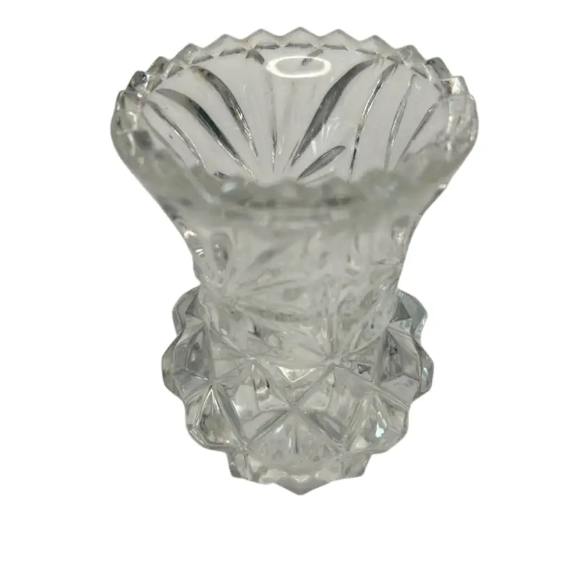 Vintage Crystal Clear Sawtooth Top Edge Toothpick Holder 2 1/2” Tall