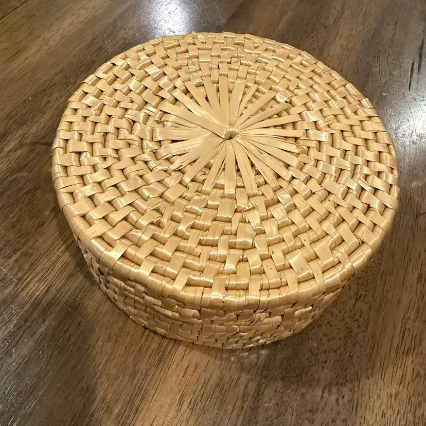 Woven Rattan Coaster Set with Lidded Holder