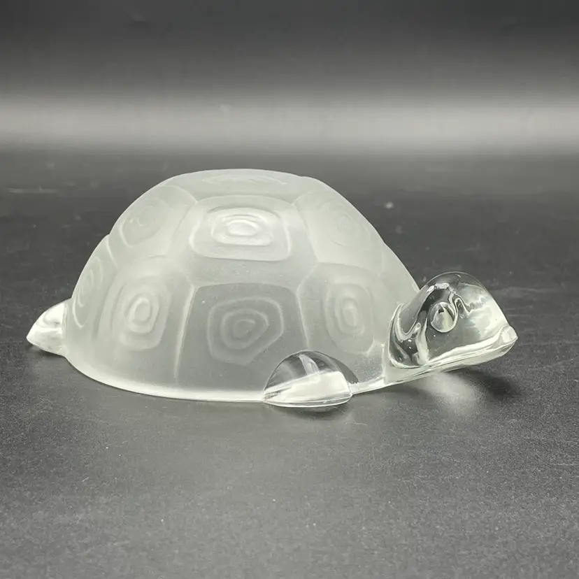 Frosted Art Glass Turtle Tortoise Figural Paperweight Candle Shade Vintage