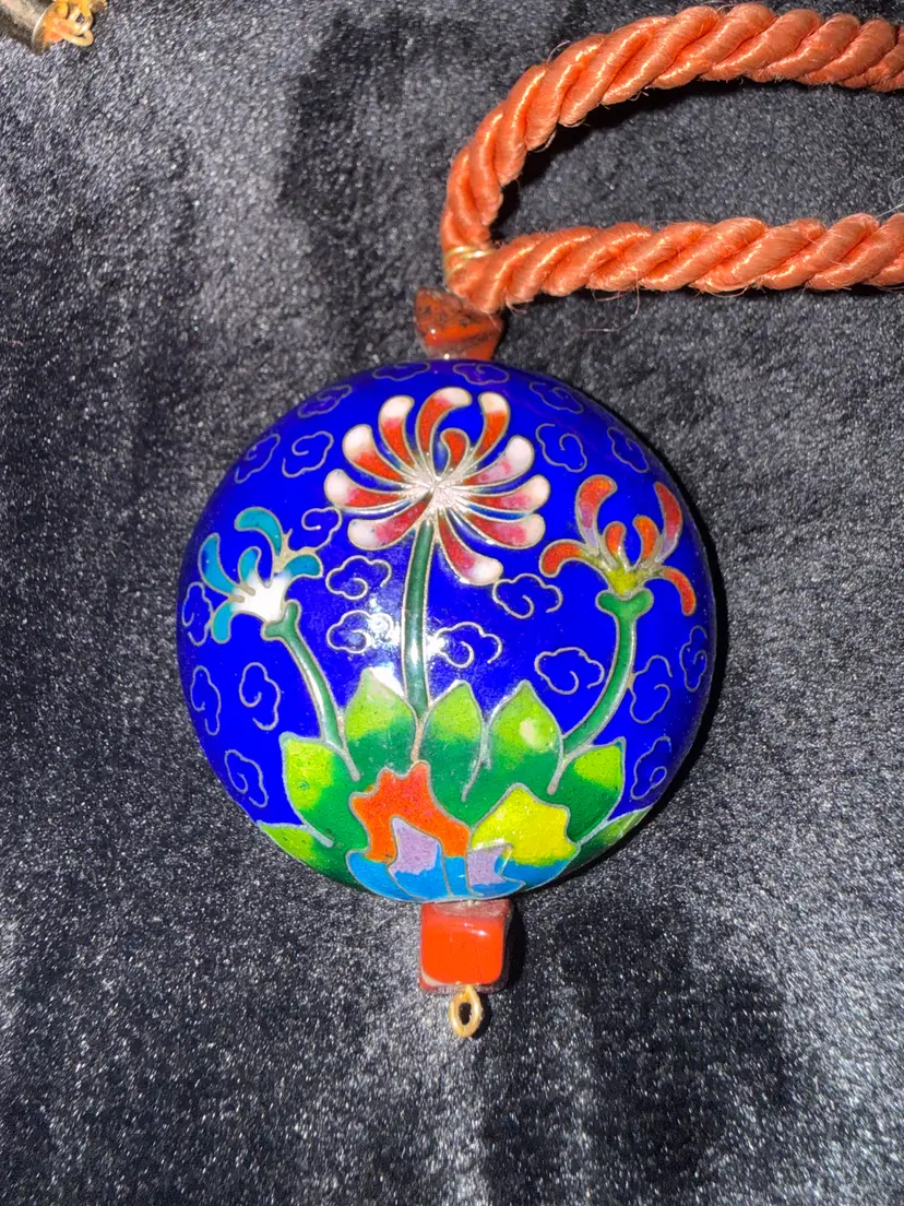 Vintage Cloisonné Floral Pendant