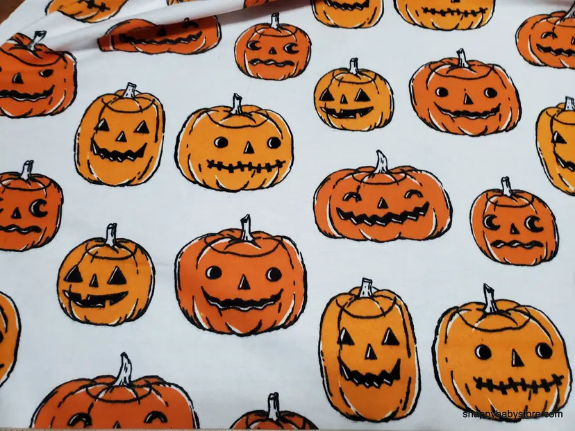 Halloween Pumpkins Flannel Fabric Remnant - 100% Cotton - Choose Size - Soft Craft & Quilting Fabric