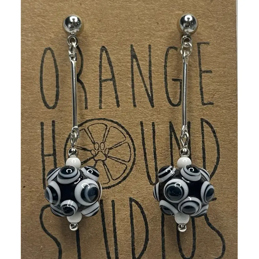 #2 Bar Link - Post Back Earrings - Handmade by Me -- Vintage Lampwork