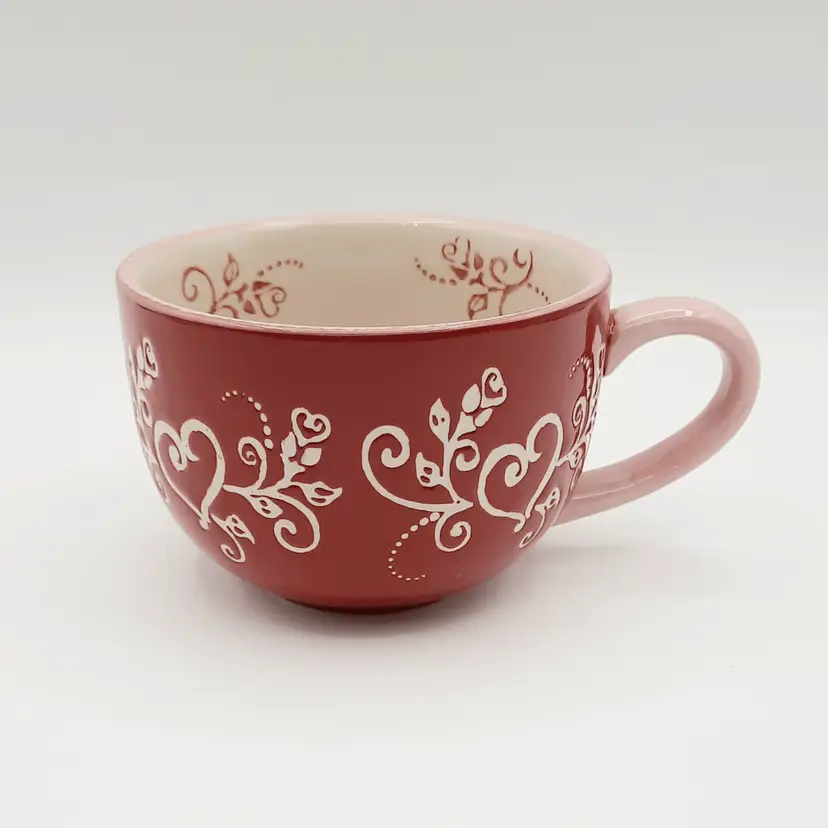 Temp-tations Floral Lace Red Pink Teacup Mug