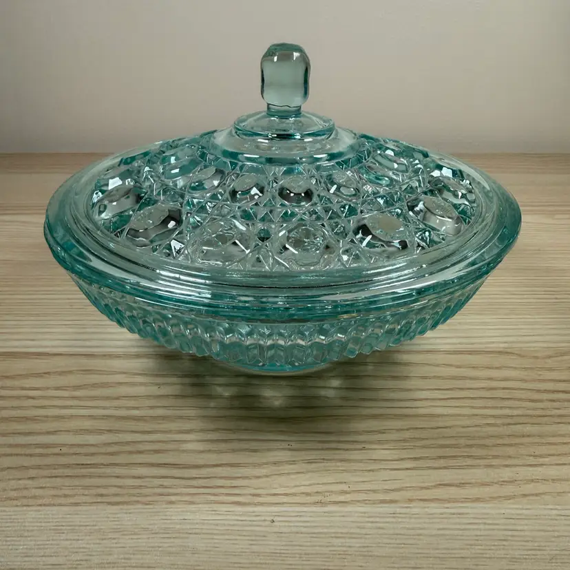 Indiana Glass Windsor Candy Dish Light Aqua