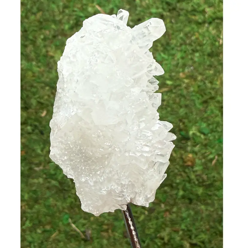 Crystal Support Stake - Quartz Cluster - Stainless Ste