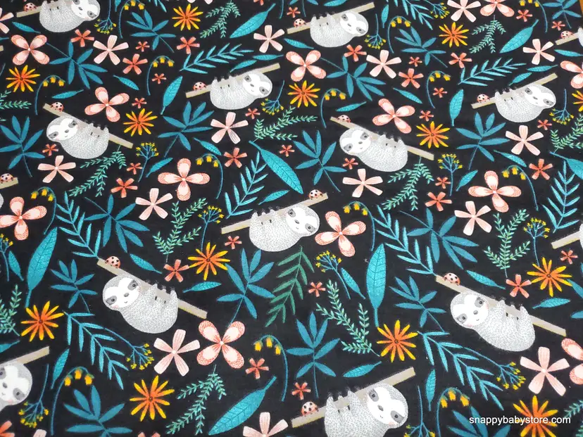 Baby Sloth Flannel Fabric Remnant - 100% Cotton - Choose Size - Soft Craft & Quilting Fabric