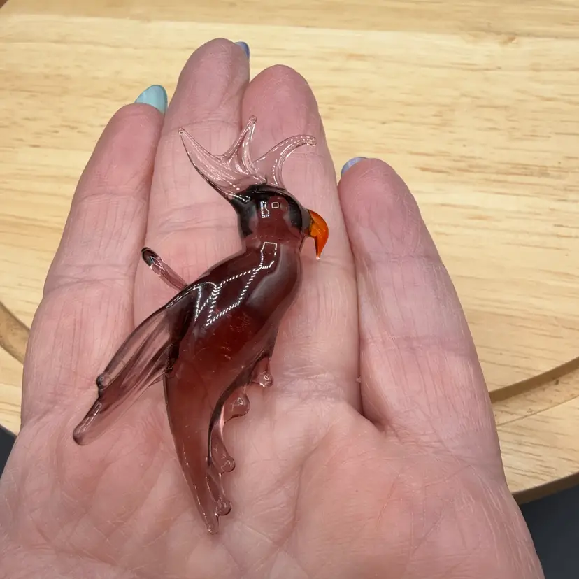 🐞Handblown Art Glass Parrot Ornament 
2 1/4x1 1/8”