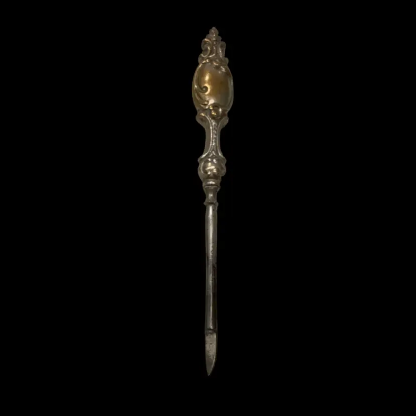 Antique Victorian c. 1880–1910 Silverplated Brass Cuticle Tool 4.75”