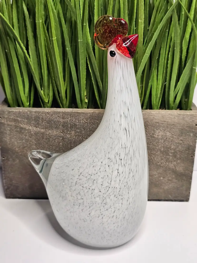 Contemporary Art Glass Chicken Rooster Figure Figurine Farmhouse Kitchen Decor