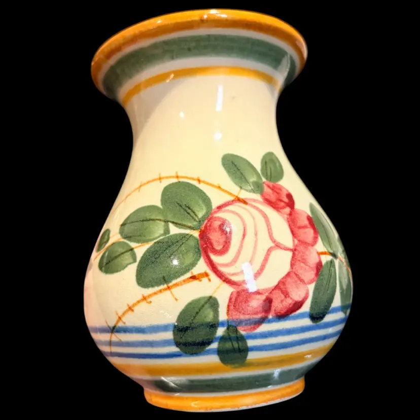 Italian Style- Hand Painted Floral - Vase 5” Unmarked
