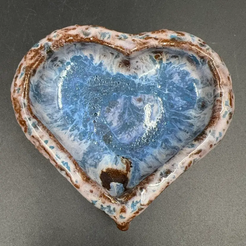Art, Studio, Handmade Heart Trinket Dish made By Traci Vintage Angel