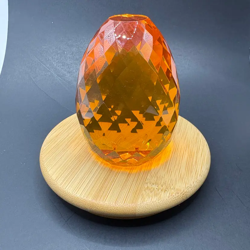Shannon Crystal By Godinger Amber Faceted Glass Paperweight