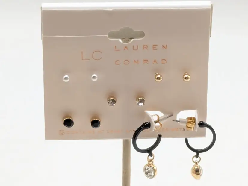 Lauren Conrad Gold Tone Mixed Stud and Hoop Earring Set NWT