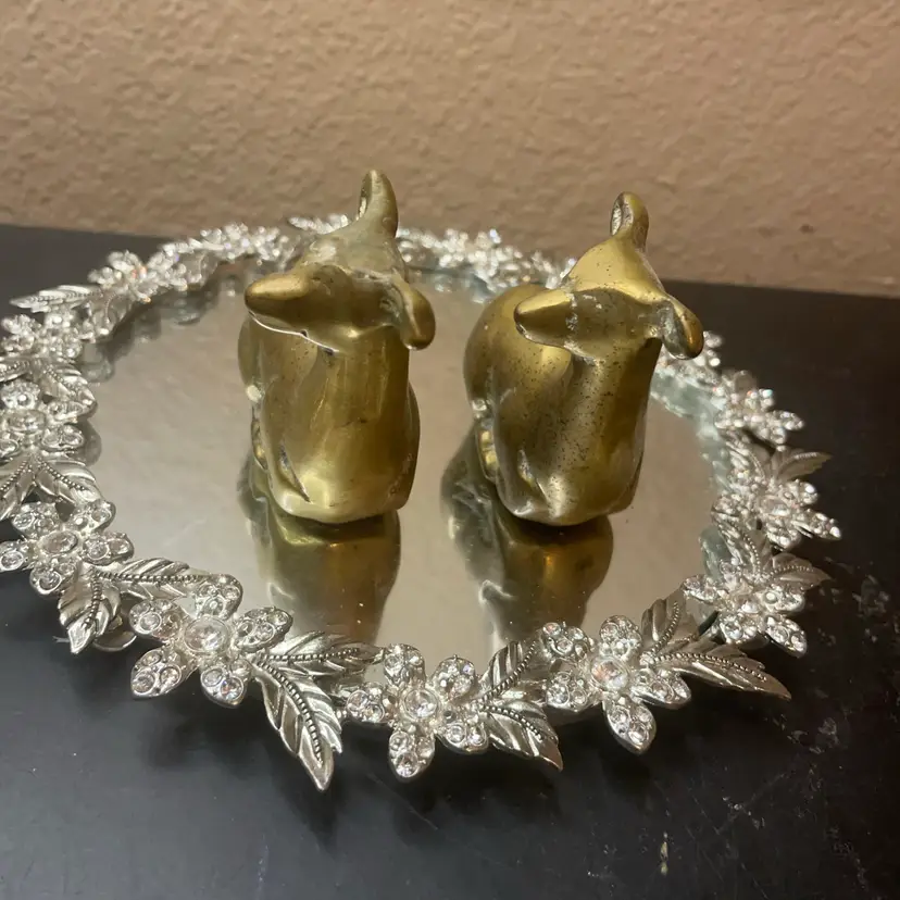 Pair of Solid Brass 3” Deer Figurines From European Flea market