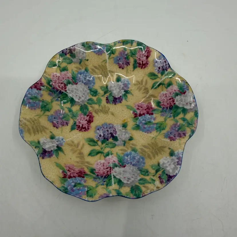 Shelly Bone China “Summer Glory” Trinket Dish Chintz Hydrangea Flowers 4.5”