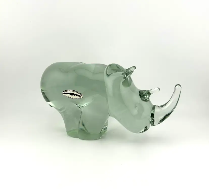 Green Ngwenya Glass Rhinoceros 6.75”x 2.5”x 3.5”