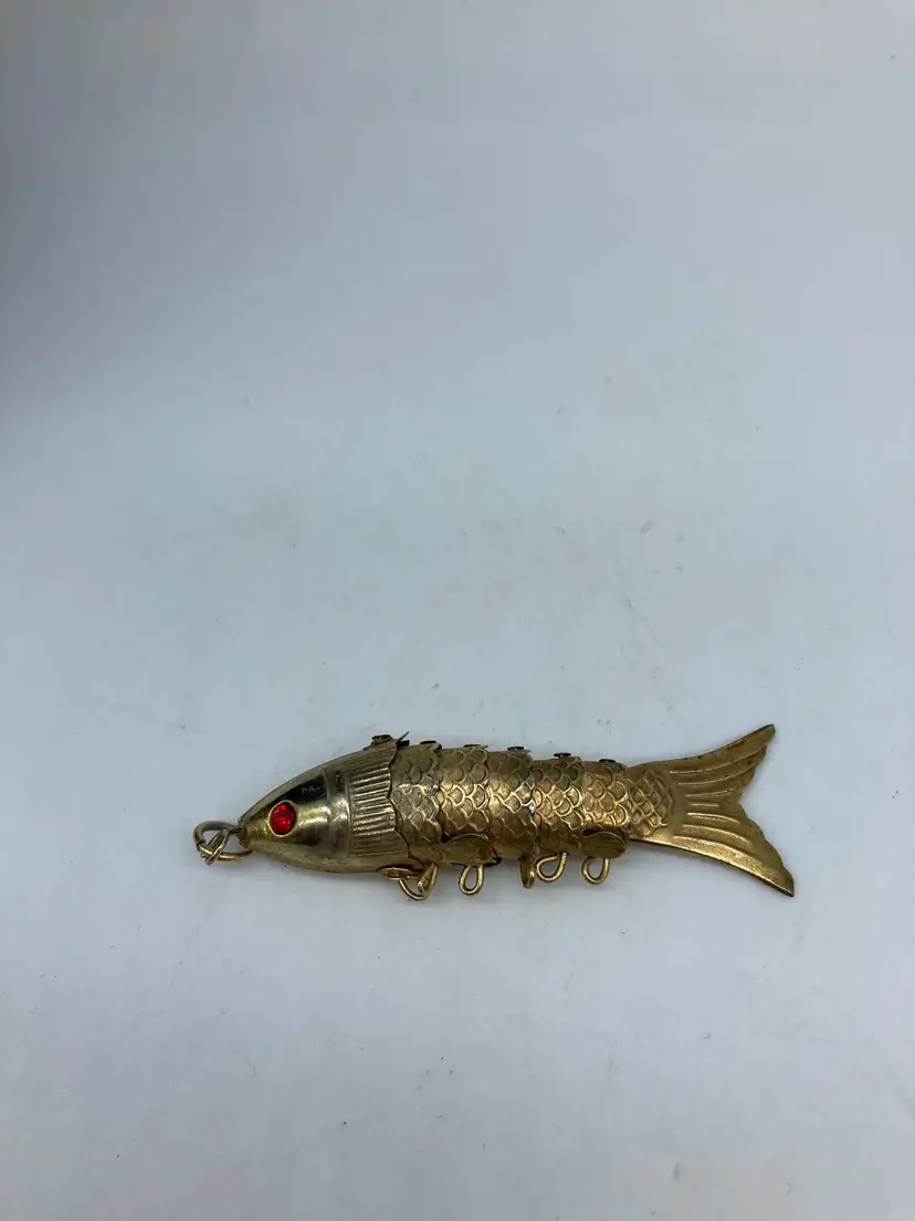 Vintage Gold Plated Articulated Fish Charm Pendant