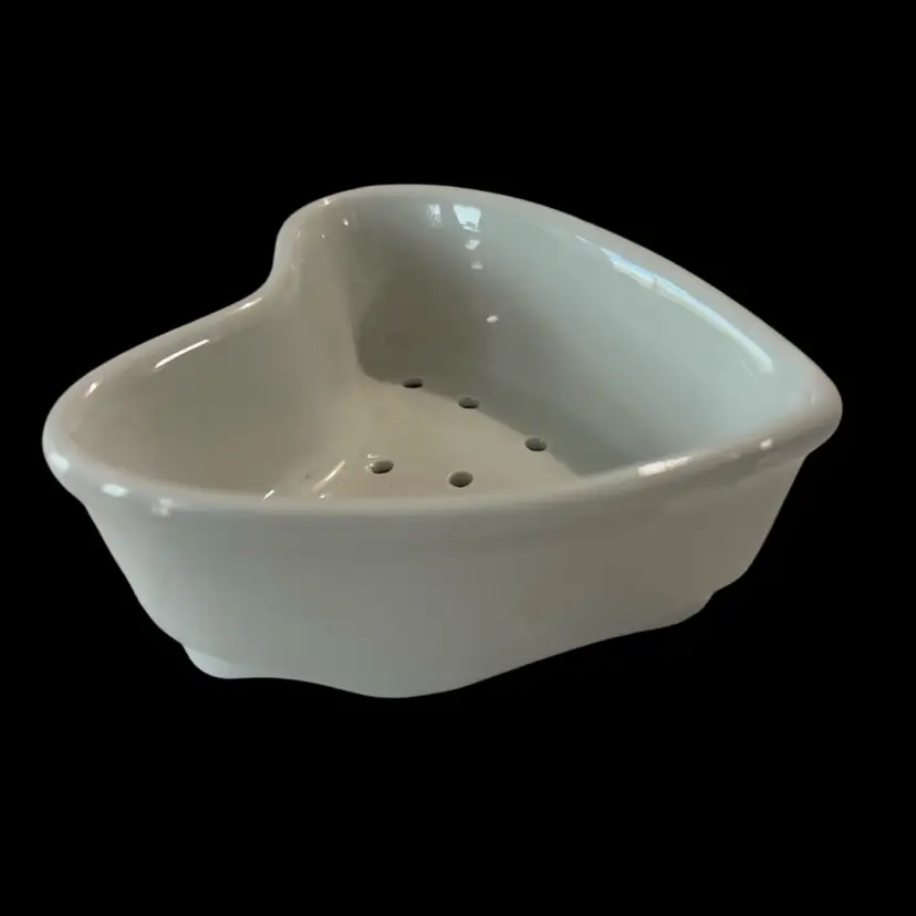 Porcelain Heart-Shaped Cheese Mold/Strainer, Made In France Traditionally Used For Making French Dessert cœur à la crème. 3 1/2”Wide x 1 1/2” Tall