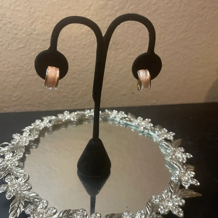 Napier Pink Enamel Mini Hoops Clip-On Earrings