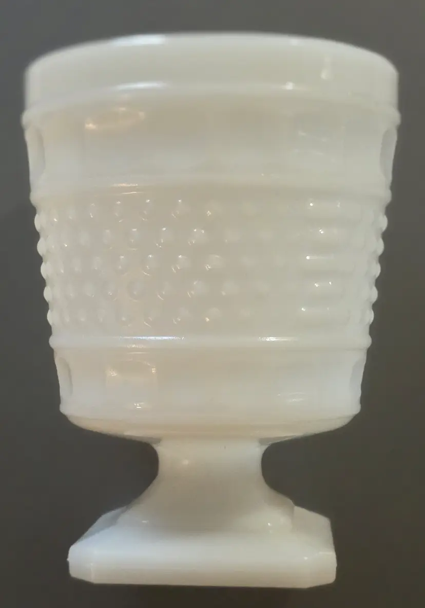 Vintage Napco Milk Glass Hobnail Pedestal Vase