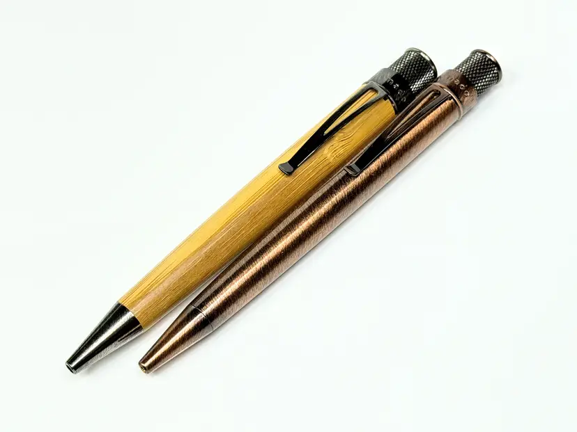 Vintage Retro 51 Tornado Bamboo Panda & Lincoln Copper Rollerball Pen Set SS419