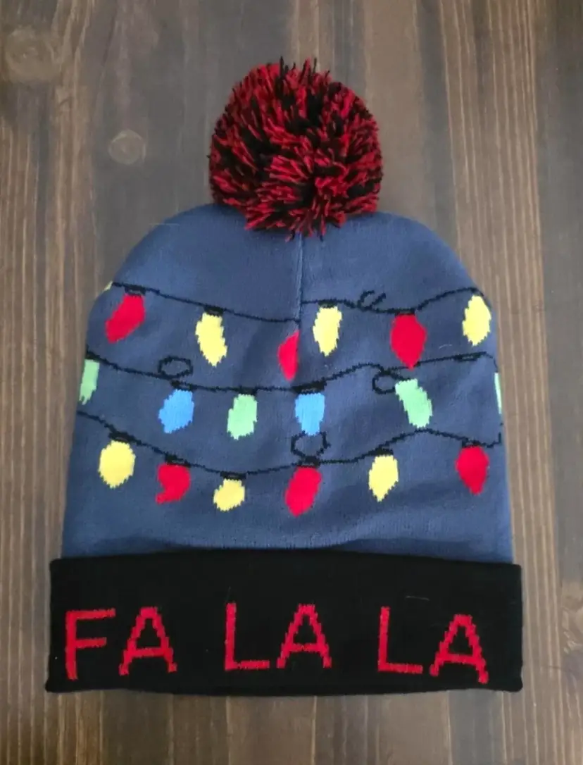 FA LA LA Christmas Lights Beanie Toboggin CH12