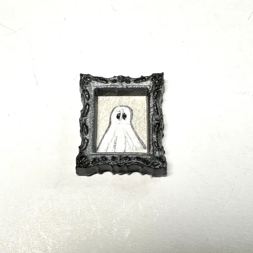 Grey Miniature Ghost Portrait Magnet Made By Me 1” X 1”