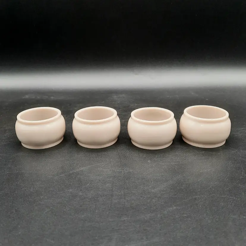Vintage Beige Plastic Napkin Rings Hong Kong Set of 4