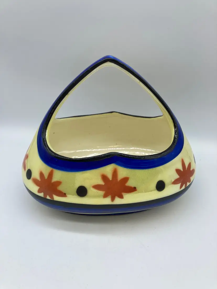 1930s Vintage BIHL Inverted Heart Ceramic Basket from Czech Republic