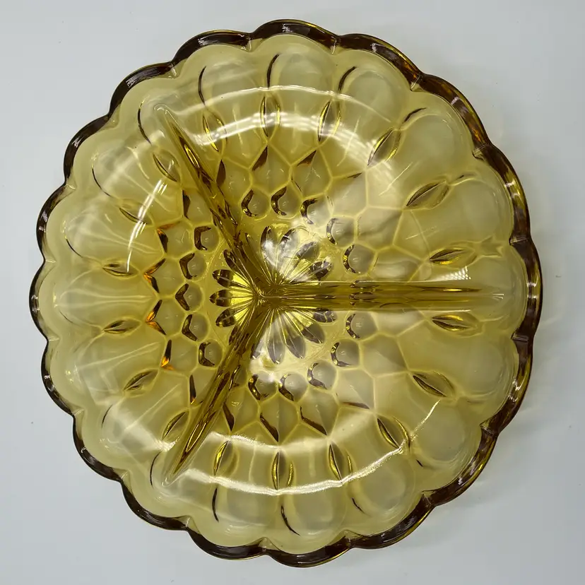 Anchor Hocking Fairfield Amber 3-way Divided Dish