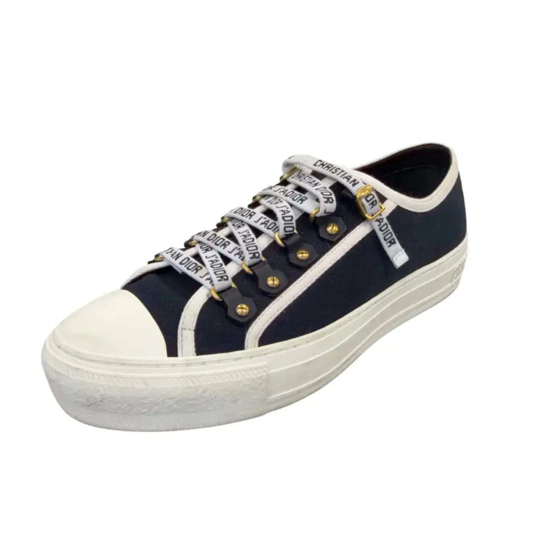 Christian Dior Walk'n'Dior Black Canvas Sneakers Sz 38.5