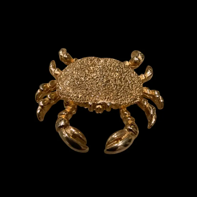 Vintage GoldTone Textural Crab Brooch 1.5”